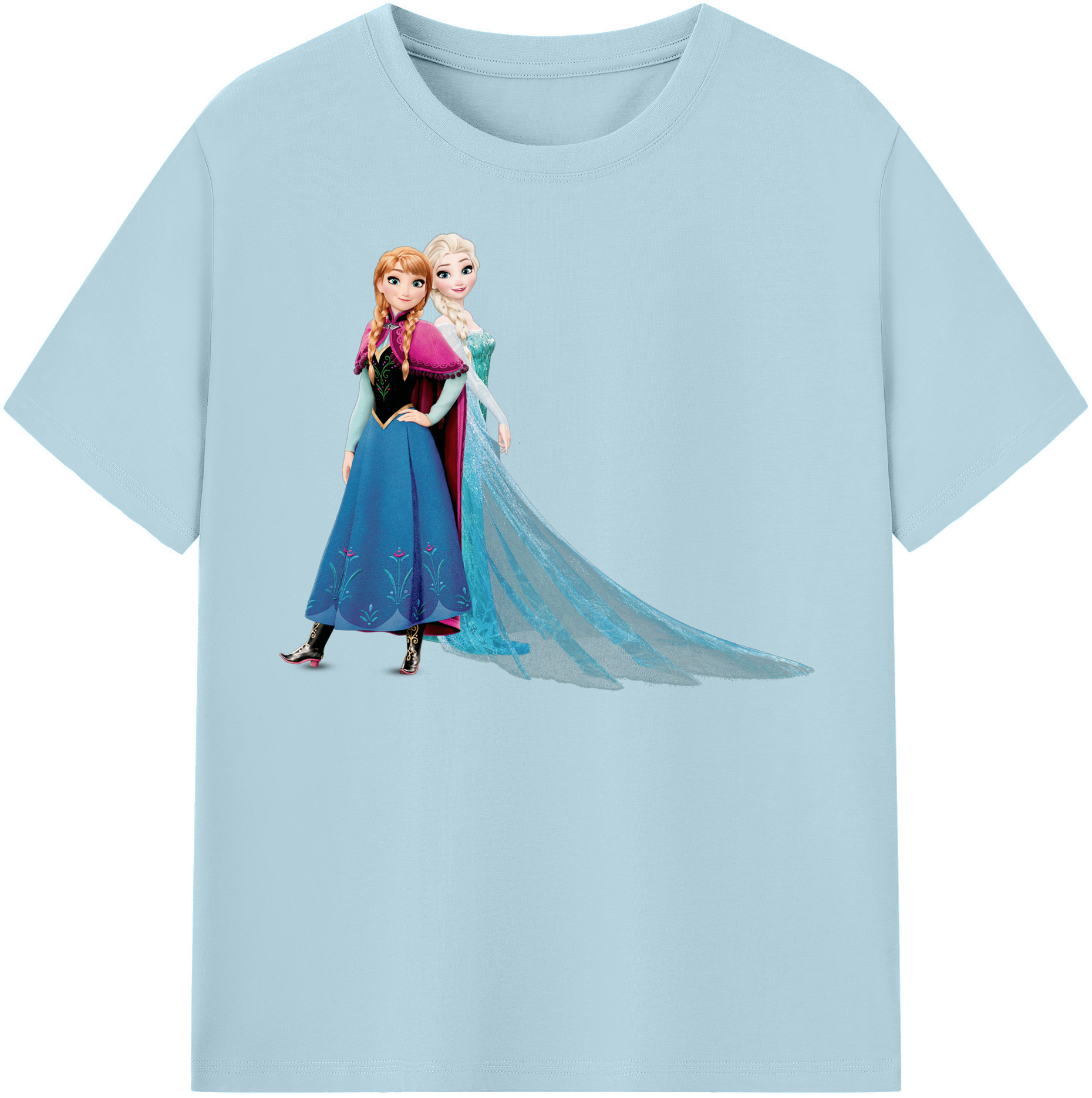 （画像用） アナと雪の女王 アンナ エルサ Frozen Anna Elsa 綿100％半袖Tシャツ（フロントプリント）